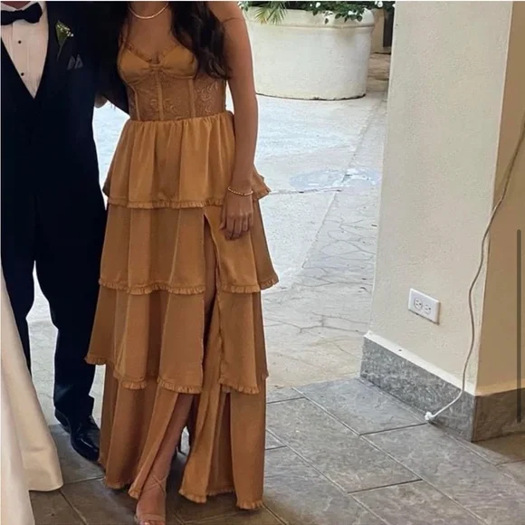 V. Chapman Desert Tan Layered Dress - Picture 6 of 12